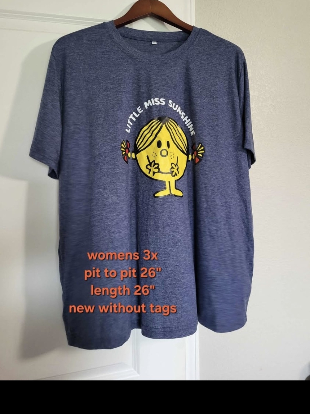Little Miss Sunshine Graphic Tee - Blue with Yellow Print